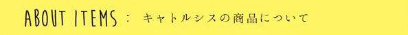 ABOUT ITEMS：キャトルシスの商品について